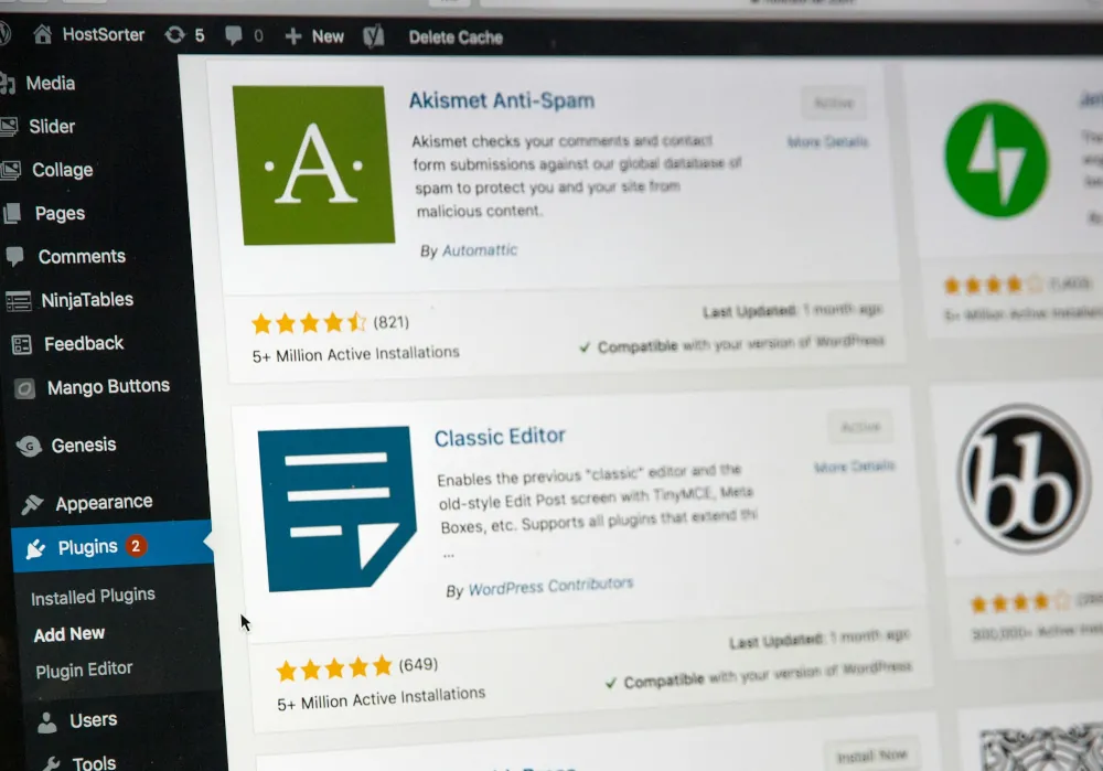 Vista del escritorio del administrador de WordPress