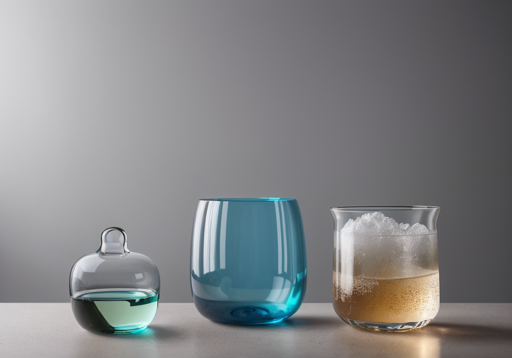 Una copa de cristal brillante junto a una ventana de vidrio transparente